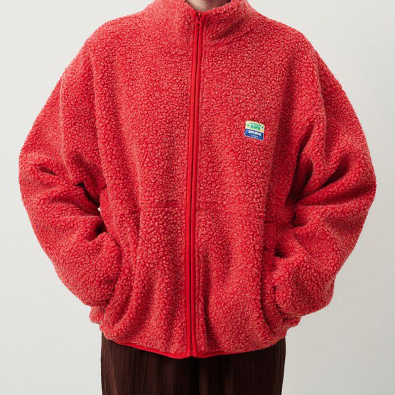 Jaqueta de lã feminina, aconchegante, manga comprida, retrô, esportiva, inverno, quente, agasalho solto, gola alta, pulôver, moda casual_voghion.com