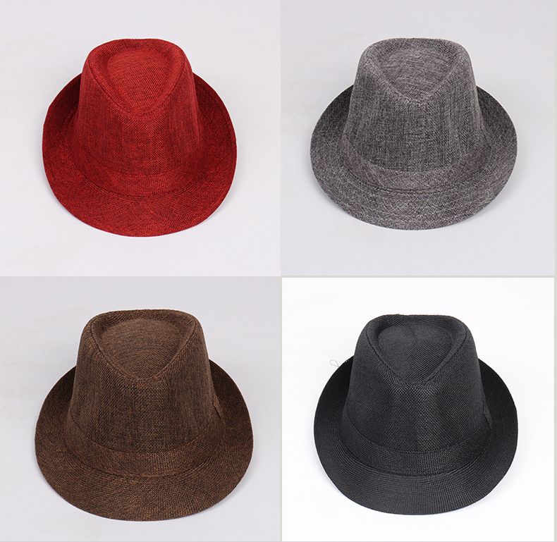Nov vroče prodajan jazz klobuk, britanski laneni enobarvni cilinder, moški in ženski klobuk z zaobljenim robom za pare_voghion.com
