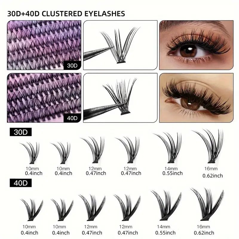 30D+40D DIY Cluster Lashes Kit - Pre-Sectioned Volume & Curl (Includes Application Tools, Professional Lash Extension Set)_voghion.com