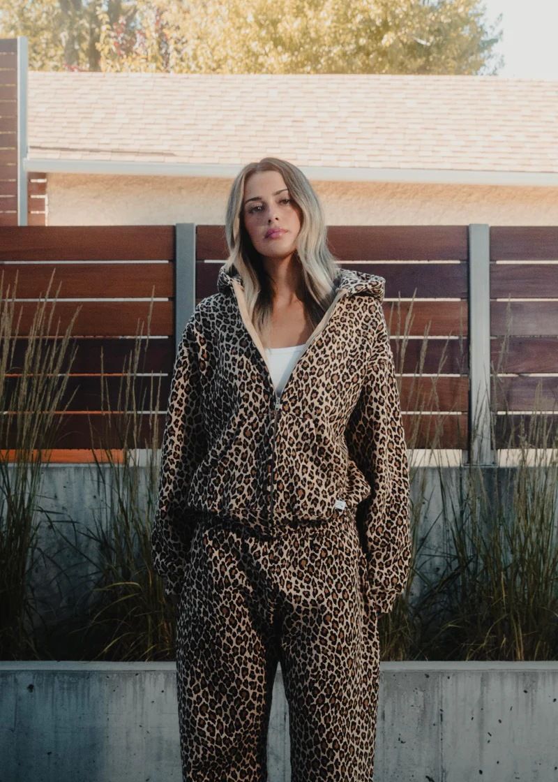 Felpa con cappuccio e cerniera stile hip hop Harajuku con stampa leopardata retrò Y2k_voghion.com
