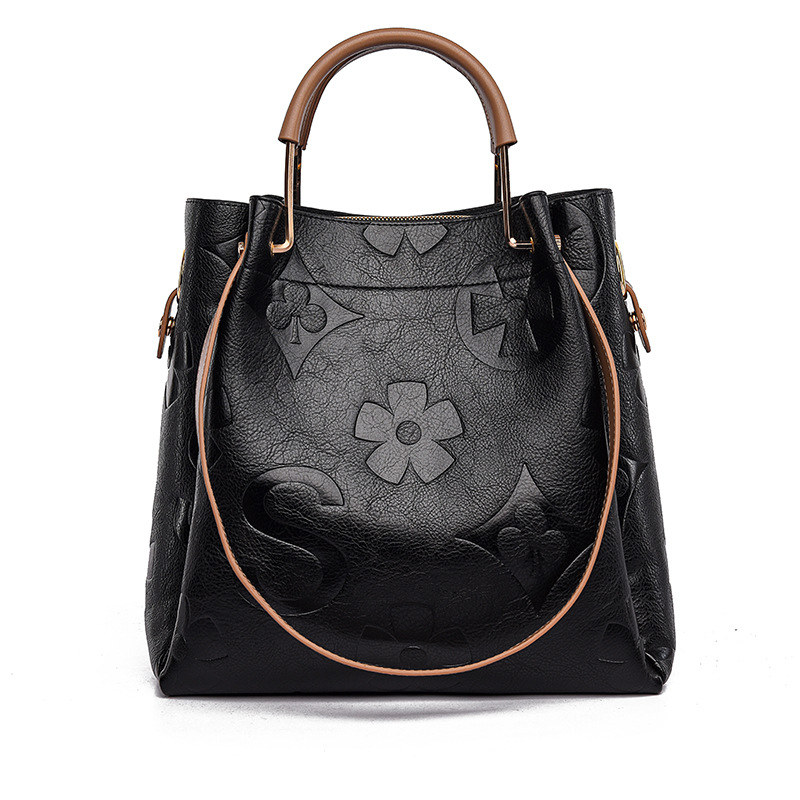 Borsa da donna in rilievo Borsa a secchiello diagonale retrò europea e americana di grande capacità_voghion.com