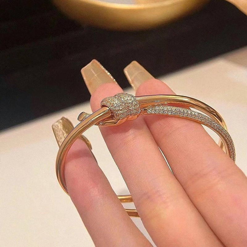 Ensemble de nœuds de corde, Bracelet en Zircon, nœud croisé pour femmes_voghion.com
