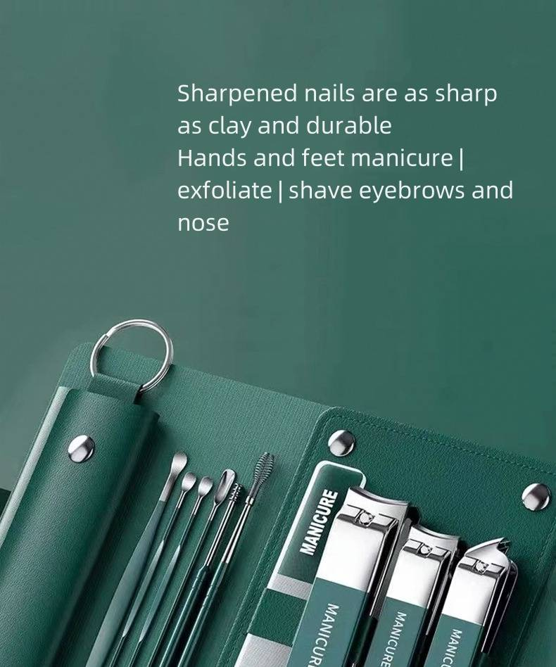 Nagelset aus Kohlenstoffstahl, praktische Glasnagelfeile für zu Hause, Ohrlöffel, Maniküre-Schönheitsnagelknipser, kleines Werkzeug_voghion.com
