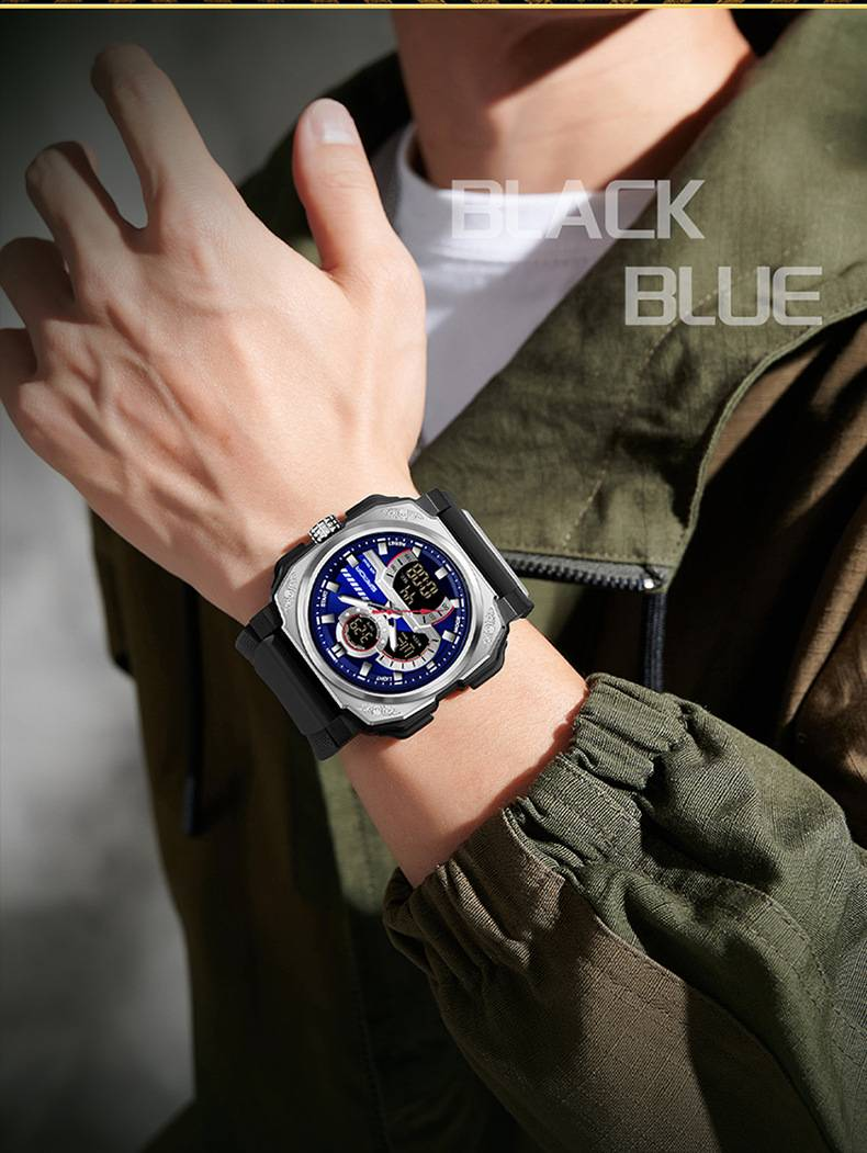 Orologio elettronico al quarzo da uomo, multifunzione, impermeabile, con sveglia, orologio da studente, orologio sportivo digitale quadrato alla moda_voghion.com