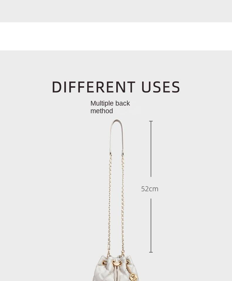 VINEY Bucket Bag Damen 2025 Neue Sommer Echtleder Damentasche Rhombus Chain Bag Kleine Tragetasche Messenger Bag_voghion.com