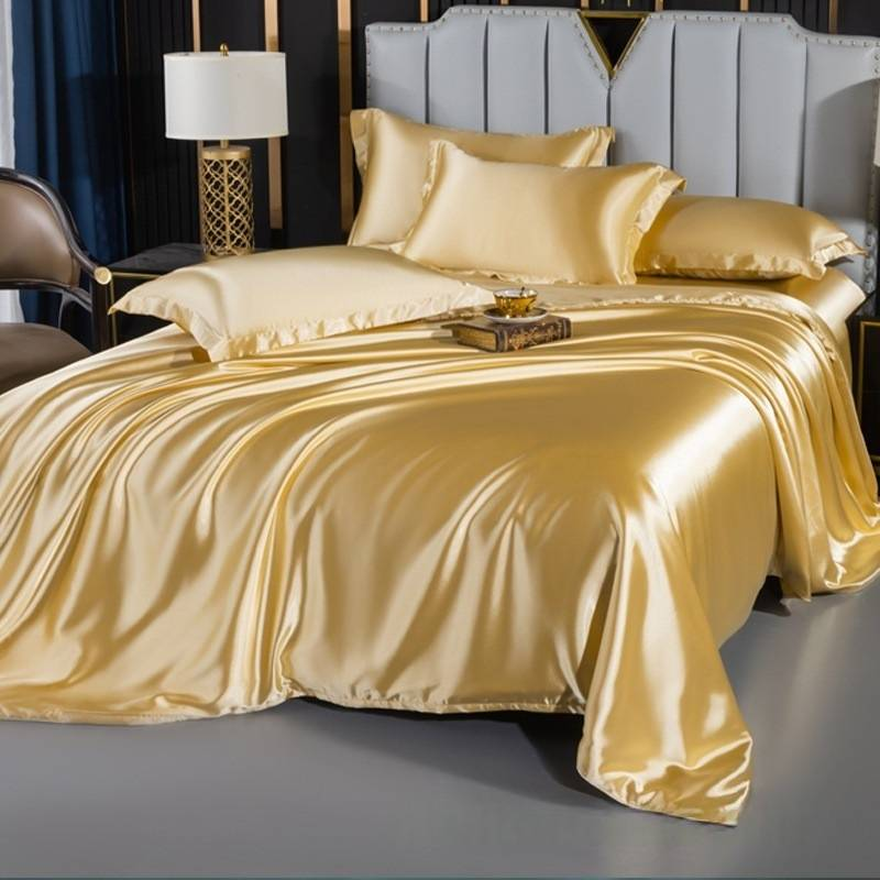 Silk Bedding Set - 4-Piece Satin Sheet Set With Pillowcases (Breathable, Hypoallergenic, Luxury Hotel Quality, Queen/King Size)_voghion.com