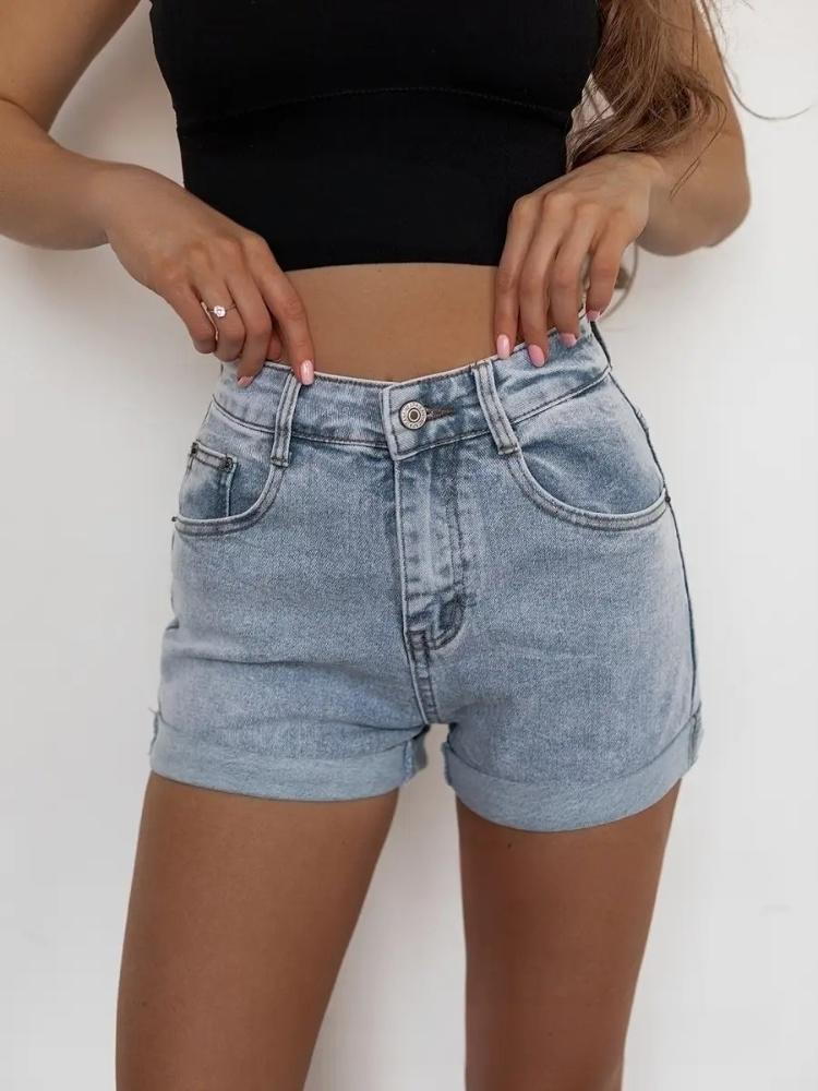 Women's High-Elastic High-Waist Denim Shorts Women's Hot Pants_voghion.com