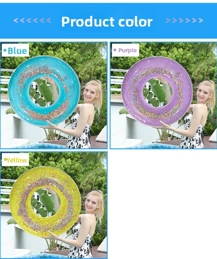 PVC Sequin Swimming Ring Thickened Outdoor Water Inflatable Floating Ring Net Celebrity Lifebuoy Underarm Circle Swimming Ring Wholesale_voghion.com