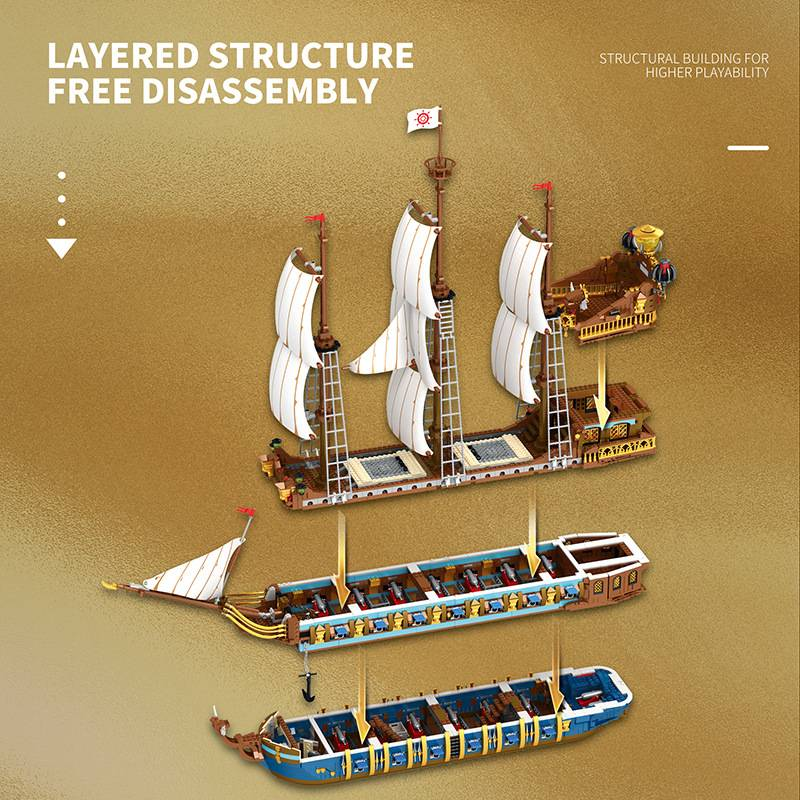 Zestaw klocków konstrukcyjnych Royal Sunshine Ship – ponad 800 klocków ABS, model łodzi DIY dla nastolatków i dorosłych, kreatywna i wymagająca zabawka STEM_voghion.com