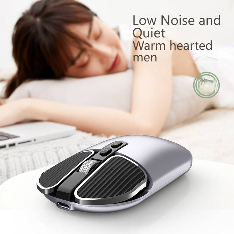 Wireless Bluetooth Dual-Mode Mouse With Silent Click & 4-Way Scroll, Ergonomic Design, 2400DPI, Compatible With Laptop/PC_voghion.com