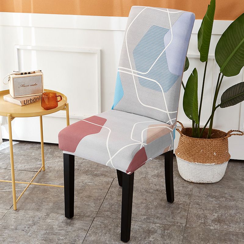 Stretchable Chair Covers Set - Universal Fit For Dining Chairs, Office & Home Decor - Modern Geometric Patterns, Soft Polyester Spandex Fabric_voghion.com