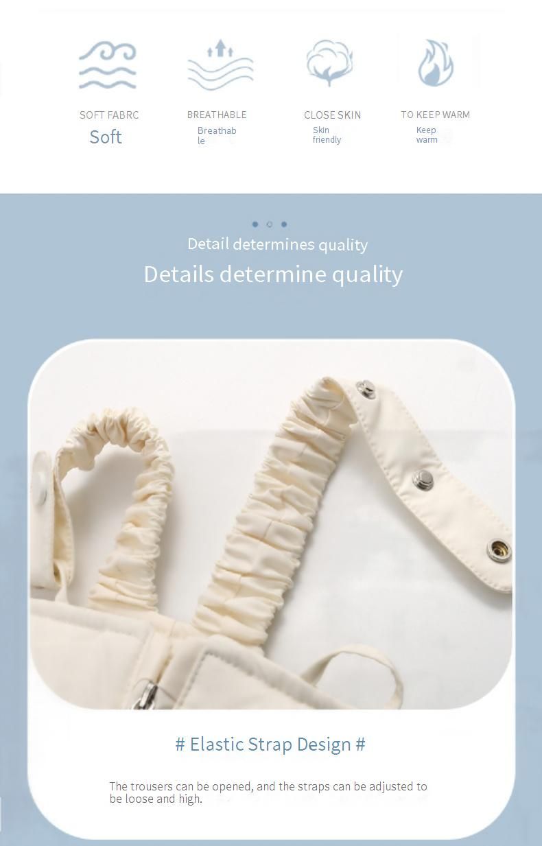 Conjunto de chaqueta de plumón de invierno para niños: traje de nieve cálido con capucha y tirantes desmontables (80-100 cm, beige, verde, morado y rosa)_voghion.com