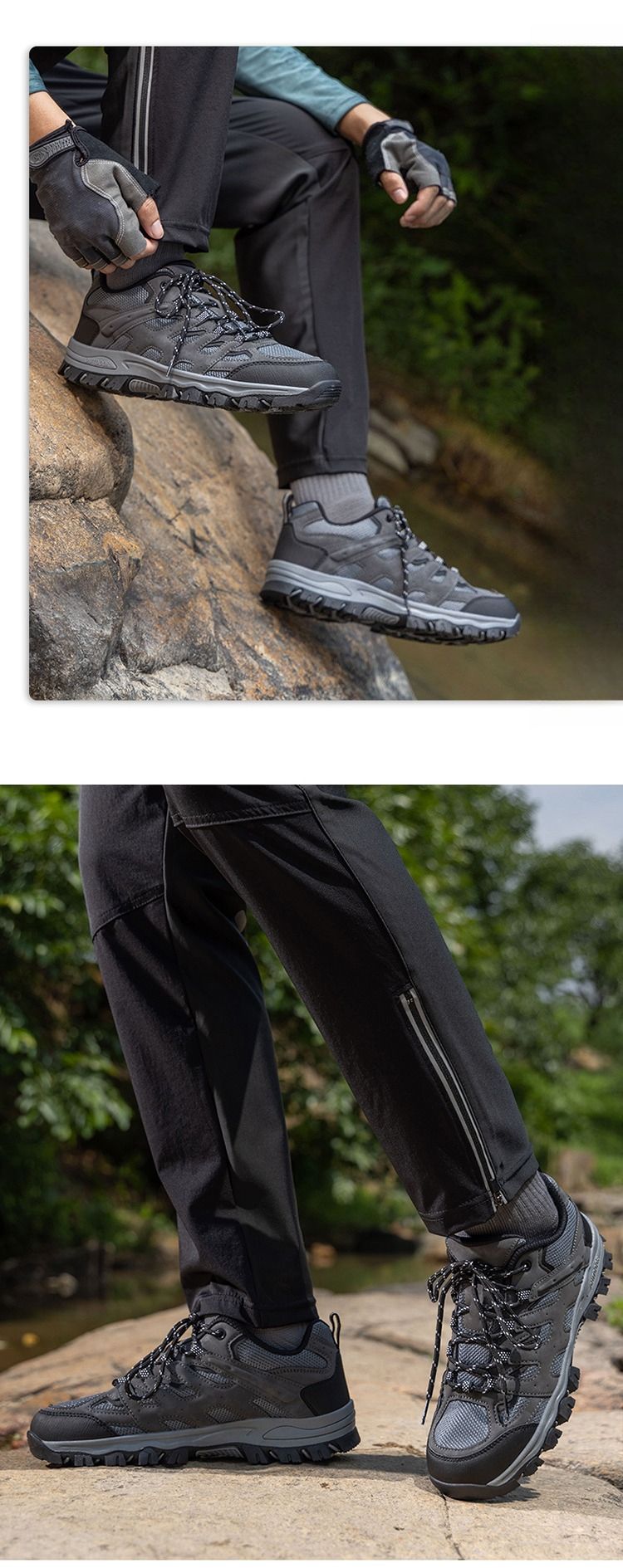 Chaussures de sport décontractées pour hommes, bottes basses antidérapantes et absorbantes de chocs, chaussures de randonnée légères et respirantes à semelles épaisses pour hommes_voghion.com