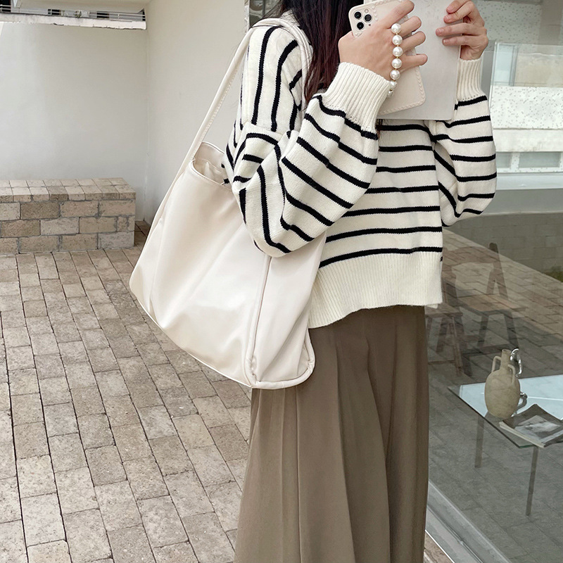 Neue große Umhängetasche im koreanischen Stil, einfaches Design, große Kapazität, für Mädchen und Frauen, lässige Einkaufstasche unter dem Arm_voghion.com