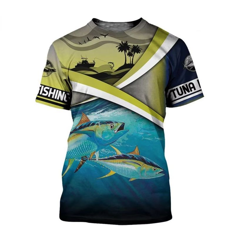 Erkekler İçin Vintage T-Shirt Balıkçılık 3D Baskılı Açık Hava Sporları Kısa Kollu Üst Rahat Erkek T-Shirt Bol Tişört Sokak Giyim Erkek Giyim_voghion.com