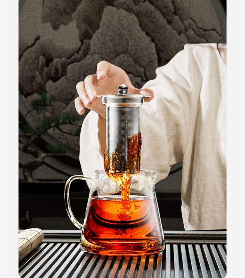 Heat Resistant Glass Teapot With Stainless Steel Tea Strainer Infuser Flower Kettle Kung Fu Teaware Set Puer Oolong Pot_voghion.com
