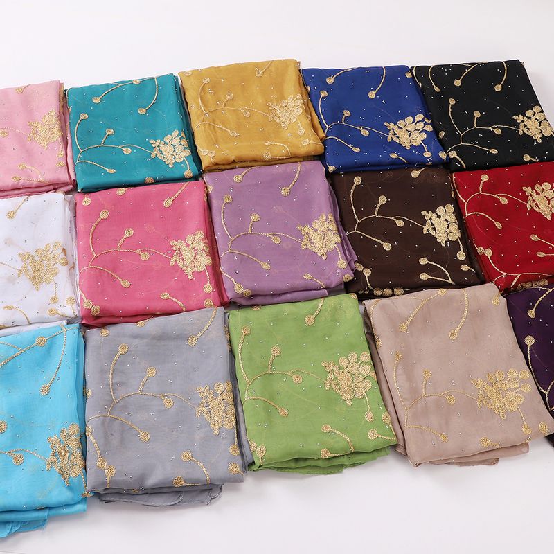 Foulard décoratif en mousseline de soie brodée de diamants pour femme, hijab Hui, fil, offre spéciale_voghion.com