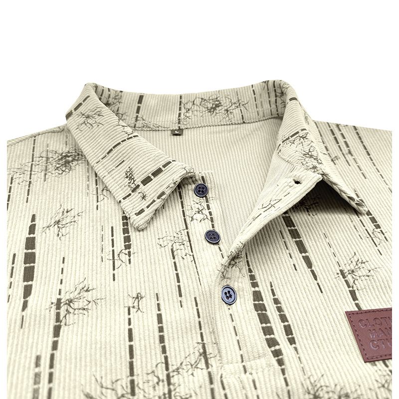 Herren Langarm Poloshirt Herbst und Winter Neues Jacquard Revers Top_voghion.com