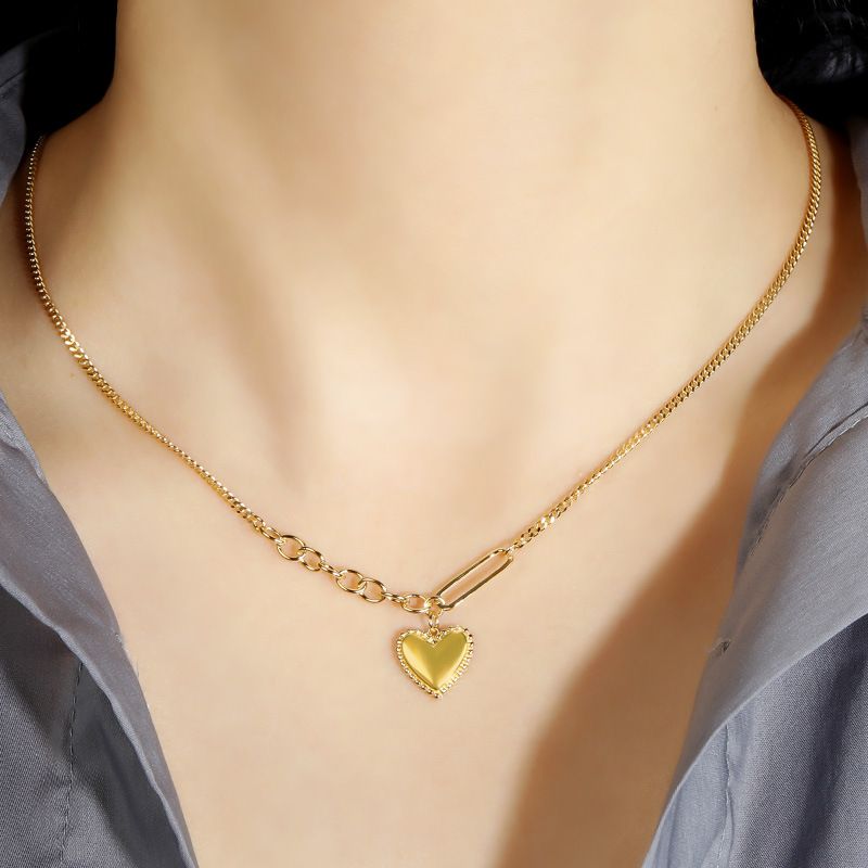 S925 Sterling Silver Halsband Flickor All-match Light Lyx High-end Design Sense Korean Small Love Hjärtformat halsband_voghion.com