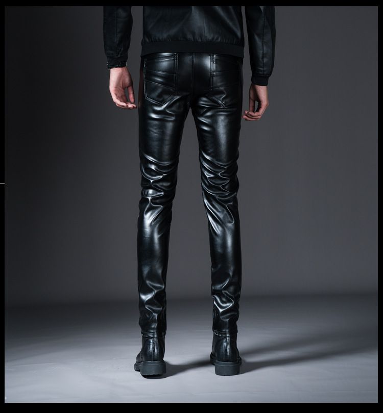 Pánské oblečení kapsa punk retro gothic kožené kalhoty PU ležérní kožené kalhoty motorkářské kožené kalhoty_voghion.com