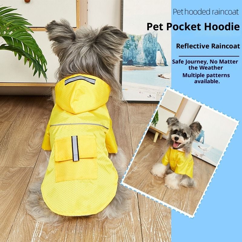 Imperméable à capuche pour chien avec bande réfléchissante Teddy Bigbear pour chiens de petite et moyenne taille, coupe-vent, imperméable et résistant à la pluie. Vêtements d'extérieur pour animaux de compagnie._voghion.com