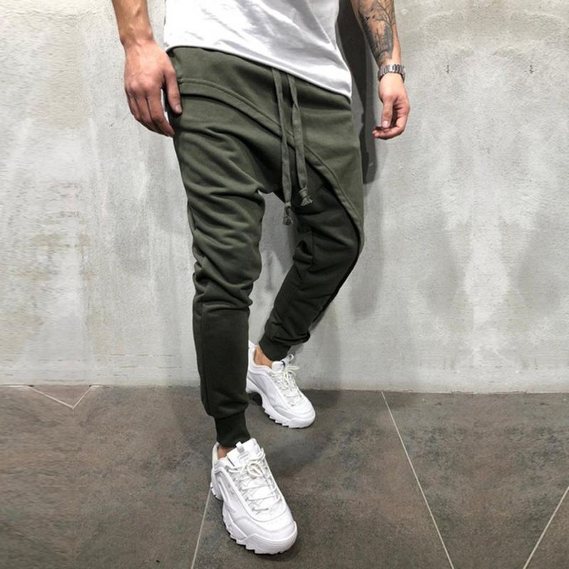 Jogger Low Crotch Men Harem Mid-rise Double Layer Pants_voghion.com