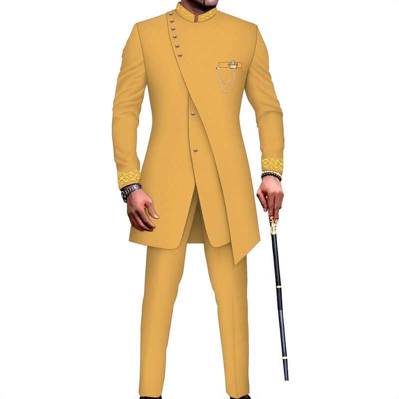 ForMen Dropshipping African Slim Fit Zweiteiliges Set Retro Mittellanger Herrenanzug Grenzüberschreitend_voghion.com