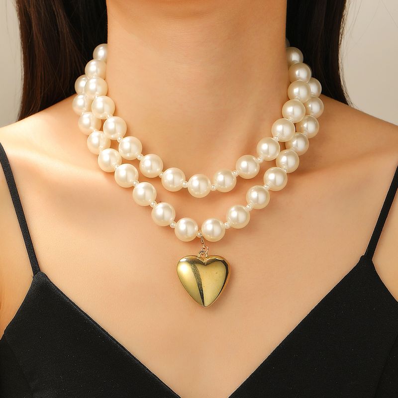 Collana con perline rotonde esagerate in stile punk europeo e americano, collana personalizzata a forma di amore rimovibile con nicchia temperamento_voghion.com