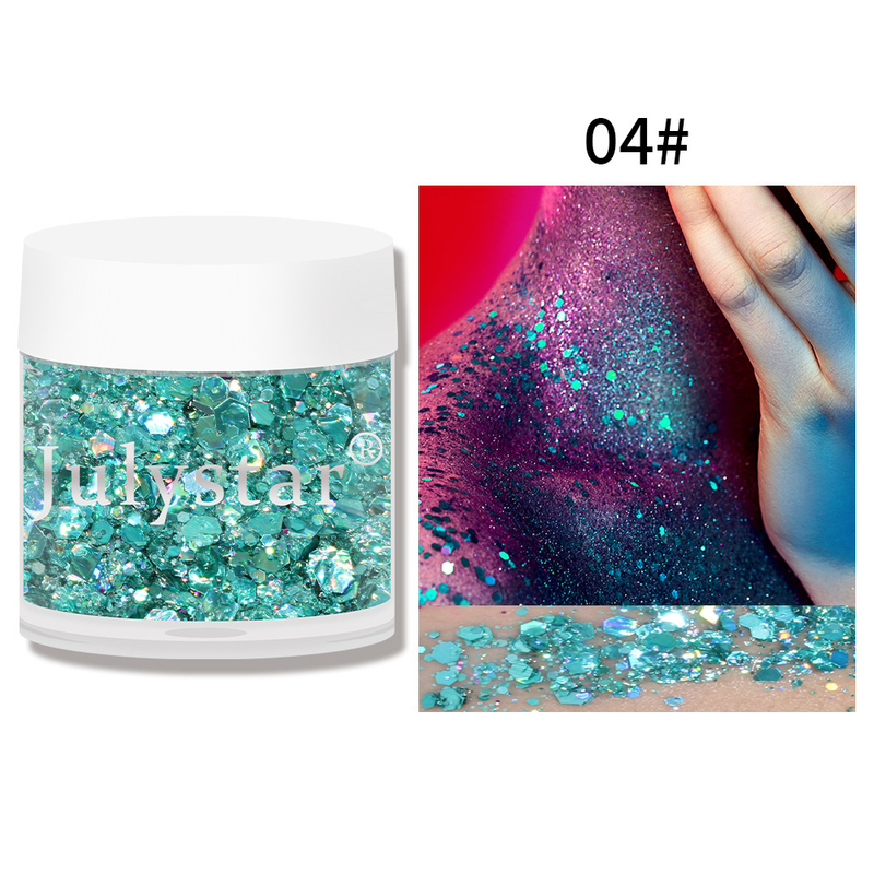 Ombretto in gel con paillettes di colore liquido per trucco natalizio monocromatico con diamante spezzato di bellezza_voghion.com
