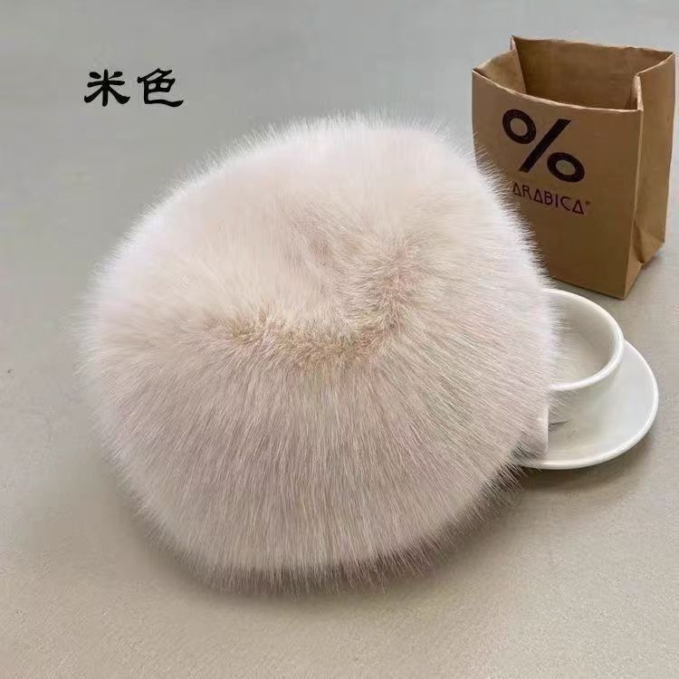 New Winter Fox Fur Plush Bucket Thickened Warm Ear Protection Fairy Hat_voghion.com