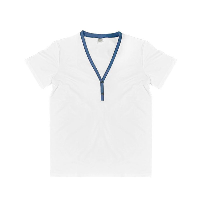 T-shirt Henley décontracté à manches courtes et col en V pour homme, haut à blocs de couleurs, été 2024_voghion.com