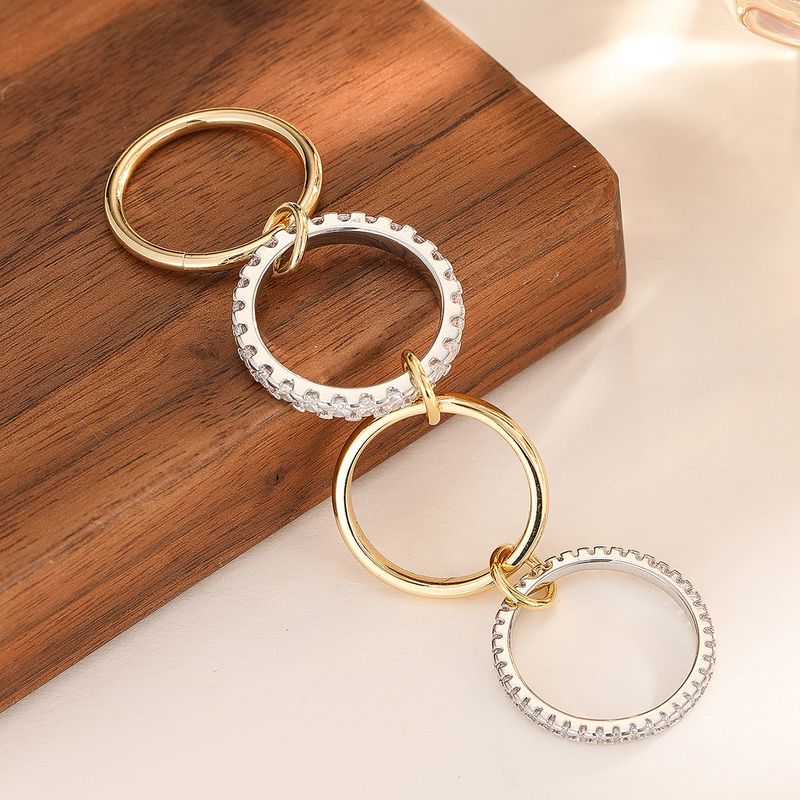 Gioiello da donna in rame con zircone, nuovo anello a 4 anelli, versatile e creativo, design di nicchia_voghion.com