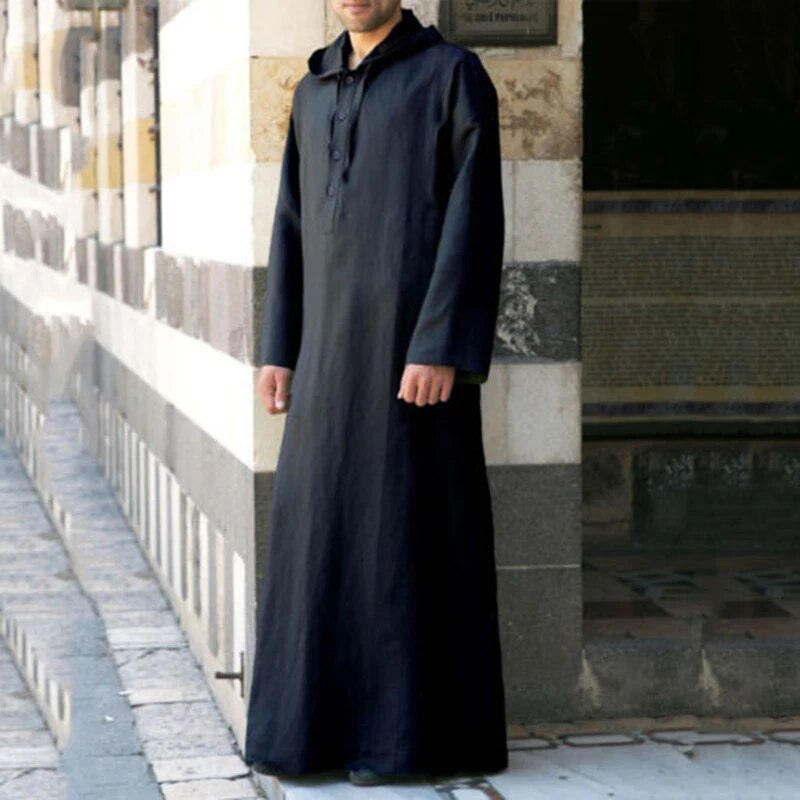 2024 arabisk stil minimalistisk lang hettegenser for menn, muslimsk kappe for menn_voghion.com