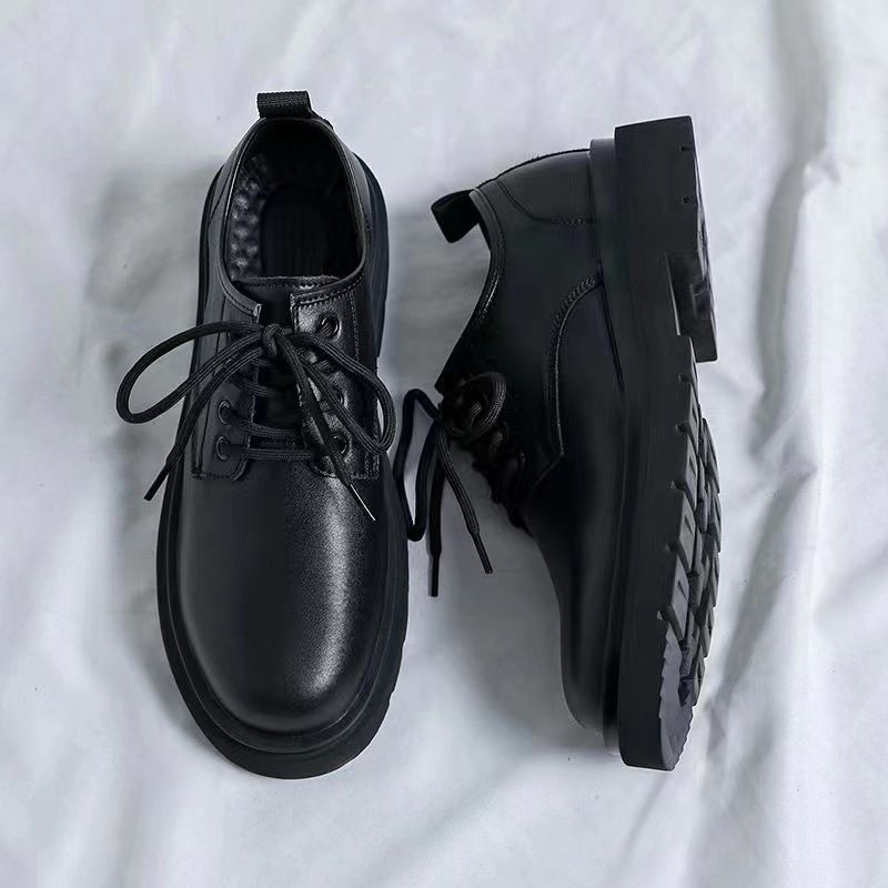 Casual Leather For Summer, Breathable Thick Sole, British Style, Versatile Non-Slip Soft Sole Work Shoes_voghion.com