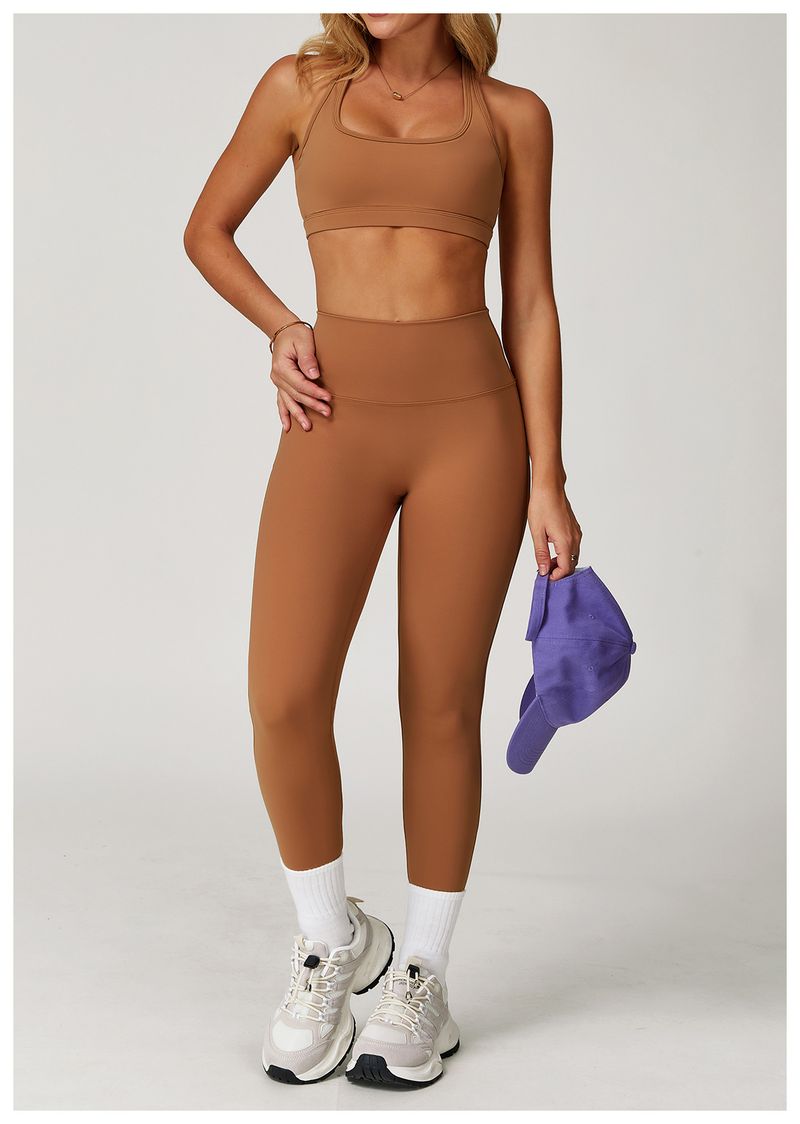 Women's Seamless High-Waisted Yoga Set With Butt-Lifting Design - Nylon Spandex Workout Outfit For Running, Fitness & Gym_voghion.com