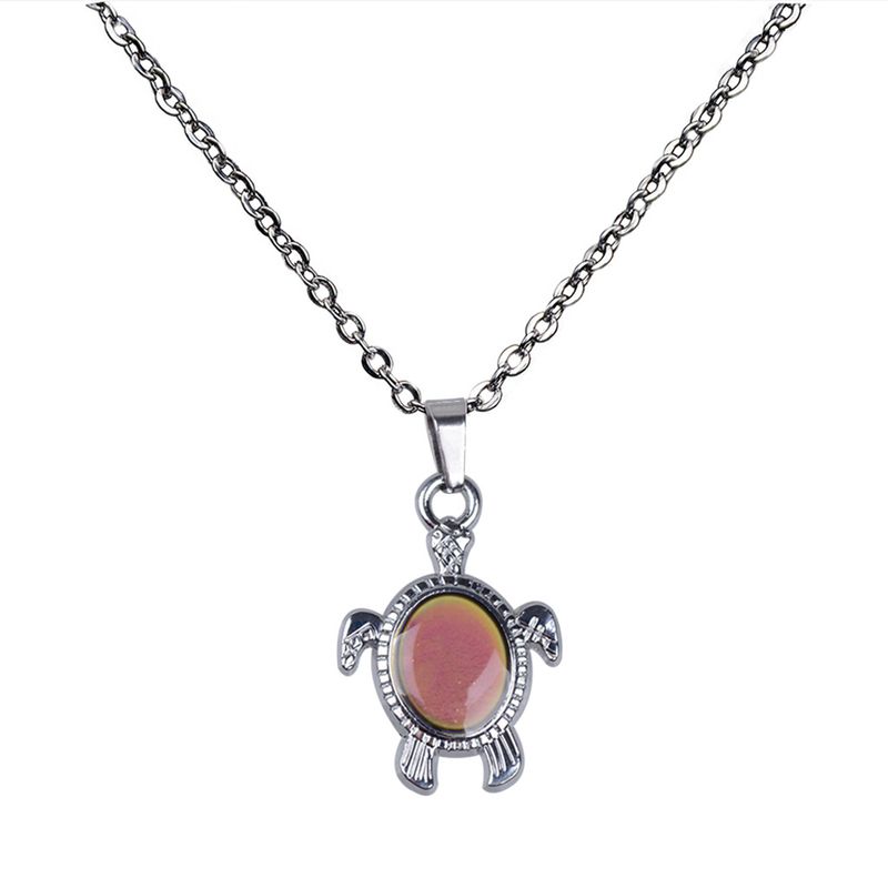Cute Little Turtle Feels Warm and Moods Change Color Stainless Steel Necklace Engraving_voghion.com