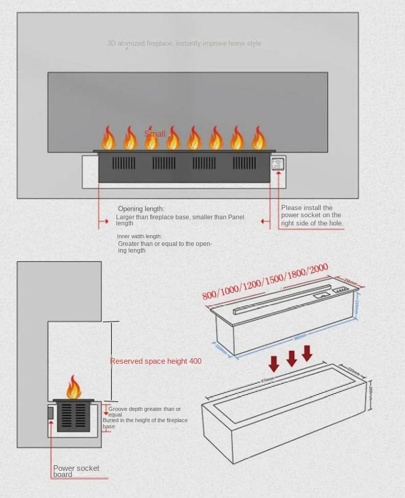 Smart Home 3D Fireplace Water Steam Humidifier LED Decorative Flame TV Wall Sound Of Firewood Cracking Vapour Electric Fireplace_voghion.com