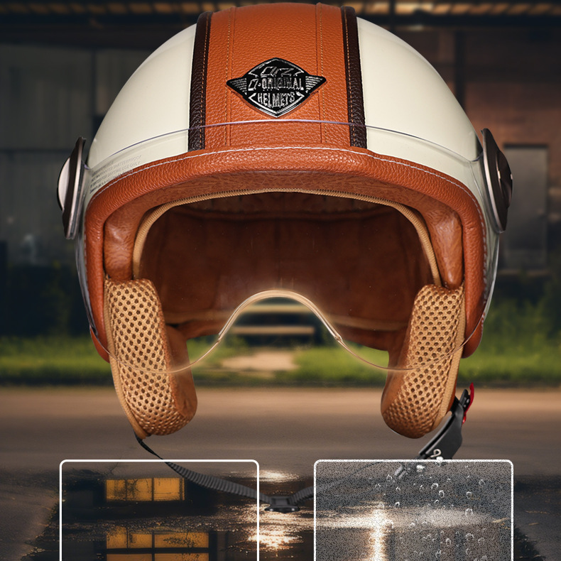 Cască retro nouă, certificată 3C, cu endoscop, pentru toate anotimpurile, unisex, cască trei sferturi pentru motociclete și vehicule electrice_voghion.com