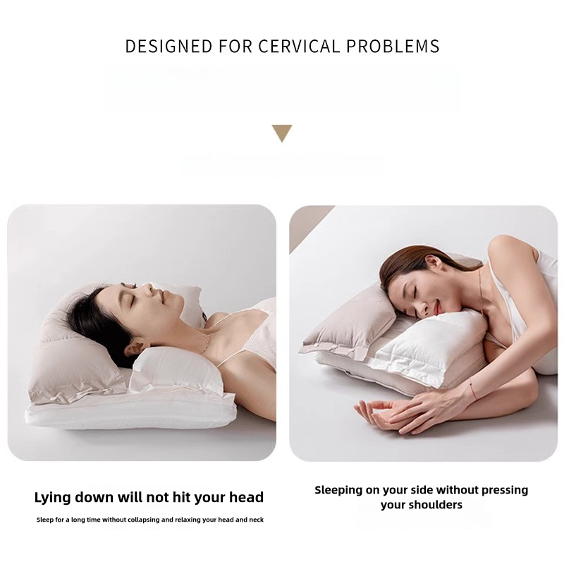 Almohada de algodón para proteger las cervicales y ayudar a dormir. Almohada con núcleo para espondilosis cervical. Bolsa rica para dormir. Almohada de tracción._voghion.com
