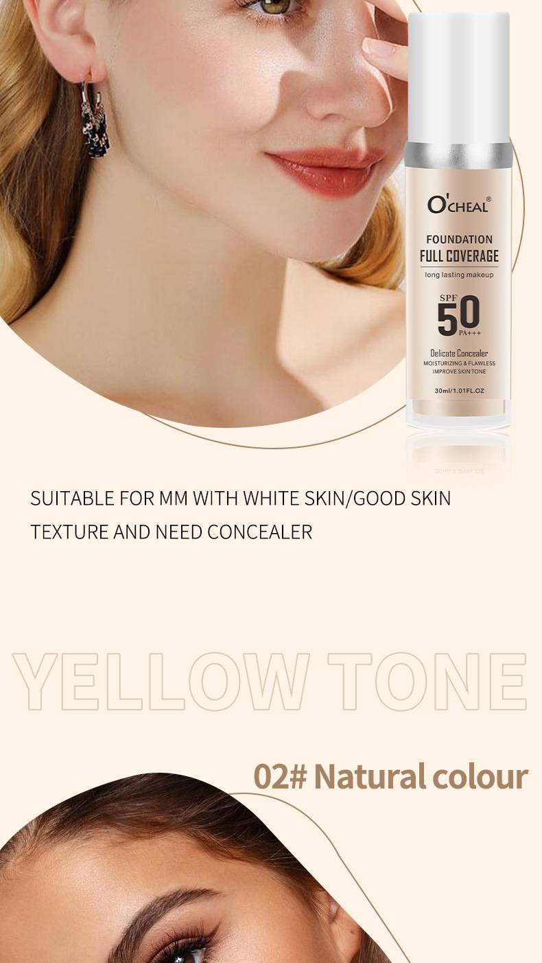 Base de maquillaje adaptable a la temperatura O'CHEAL: corrige, es resistente al agua, controla la grasa, es translúcida e ilumina._voghion.com