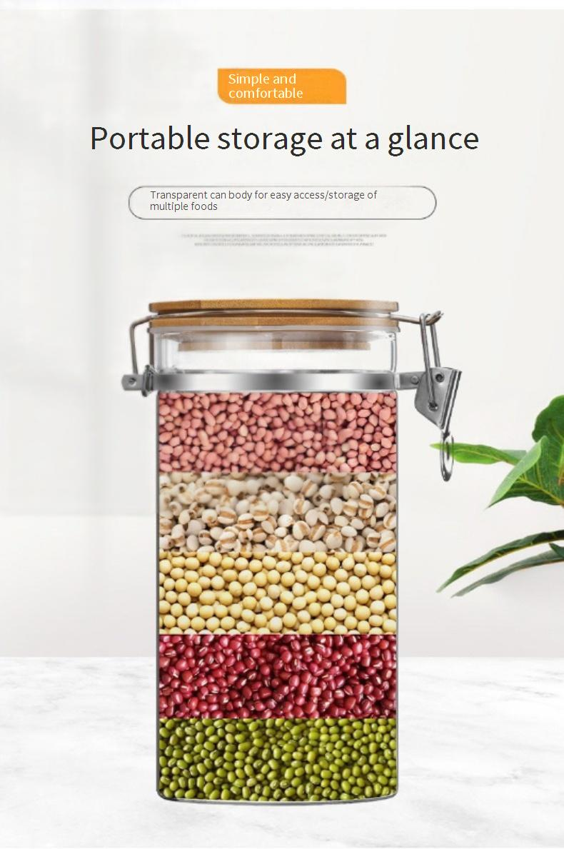 Bamboo Lid Glass Storage Jar - Airtight Seal With Stainless Steel Clamp (Heat-Resistant, Multi-Use For Coffee, Pickles, Dry Food)_voghion.com