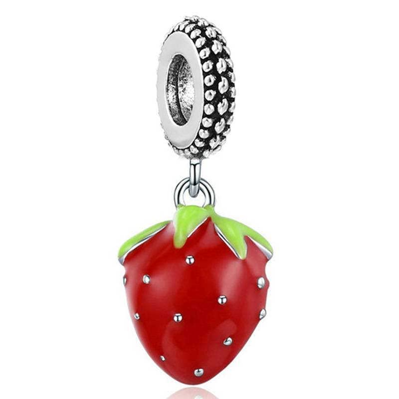 Ciondolo in lega di patatine fritte alla fragola rossa, coccinella, braccialetto di perline, accessori fai da te_voghion.com