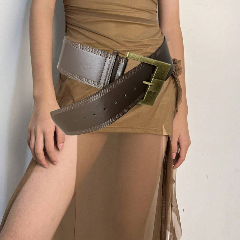 Retro Maillard Wide Belt For Women, Slim Waist And Slimming, Matching Skirt, American Hottie Style Belt_voghion.com
