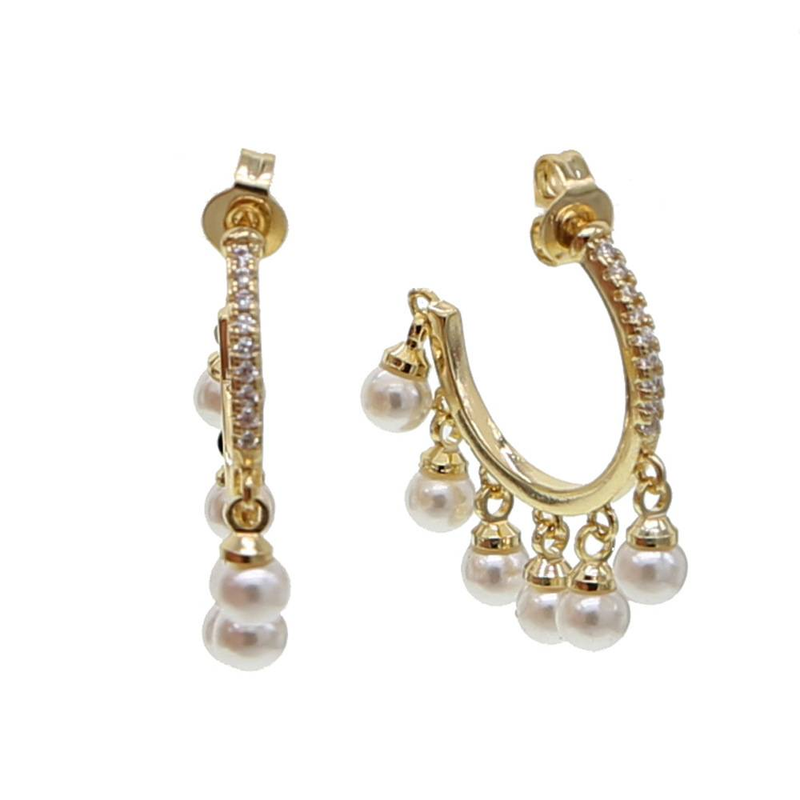 Damenschmuck Elegante Perlenohrringe in Gold und Silber, geometrisches Design für Hochzeit und besondere Anlässe Damen Hochzeitsohrringe Accessoires_voghion.com