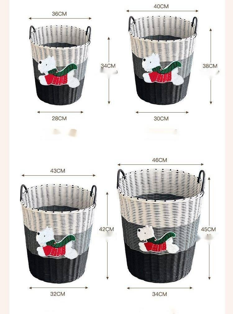 Large Capacity Cute Puppy Rattan Laundry Basket Home Dirty Clothes Storage Bin High-Value Ins Style Bathroom Student_voghion.com