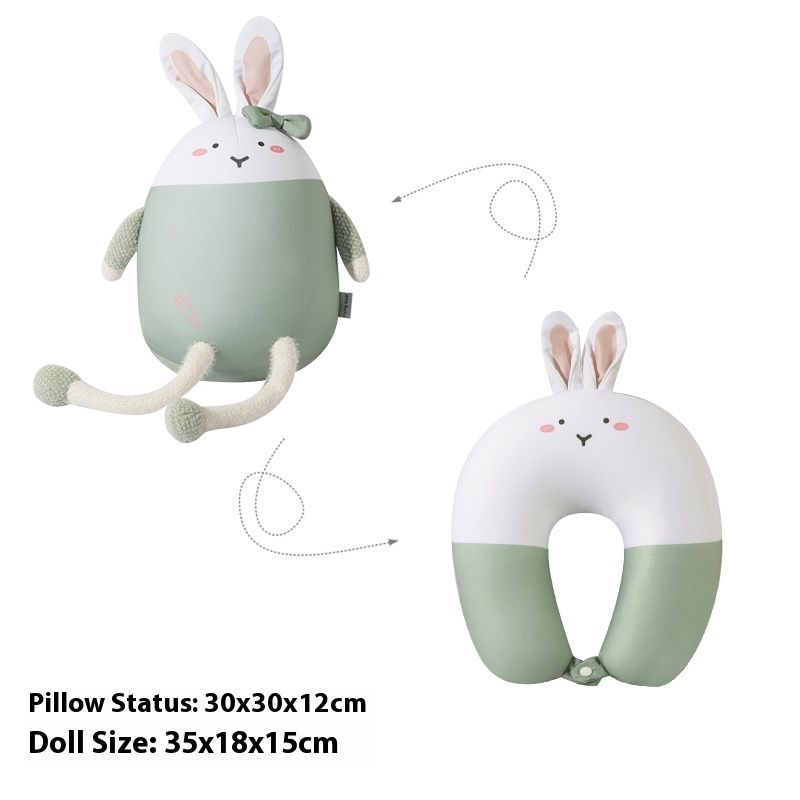 2-in-1 umwandelbares U-förmiges Nackenkissen und Umarmungskissen – Memory Foam-Perlen, süßes Cartoon-Design, benutzerdefinierte Logo-Option_voghion.com