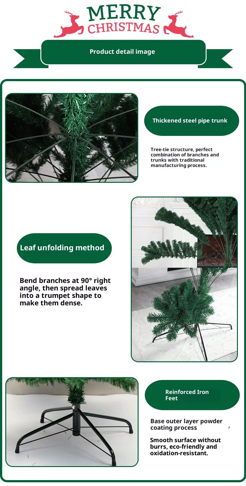 Albero di Natale in PVC di alta qualità - Albero artificiale in pino PE alto da 0,9 m a 3 m con luci bianche calde, punte innevate e rami automodellanti_voghion.com