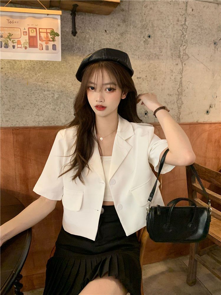 Hanrouchuan Street Style Petite 2025 Summer Thin Casual Design Sense Niche Short Blazer_voghion.com