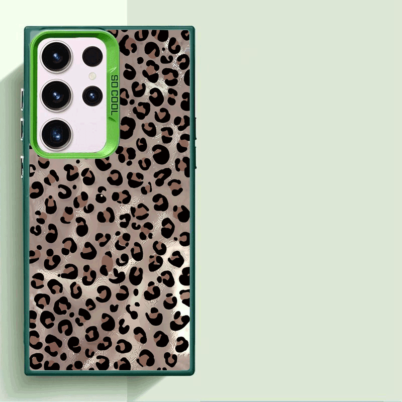 Leopardendruck Laser Hart Telefonshülle Fir Samsung Galaxy S25/S24/S23/S22/S21Ultra/Plus/FE/A25/A34/A54 Waasserdicht Stylescht Design_voghion.com