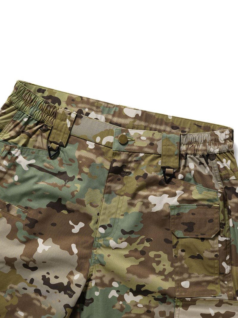 Men's Tactical Cargo Pants – Military Camo Outdoor Work Pants With High Elastic Waist, Durable Polyester For Hiking & Urban Survival_voghion.com